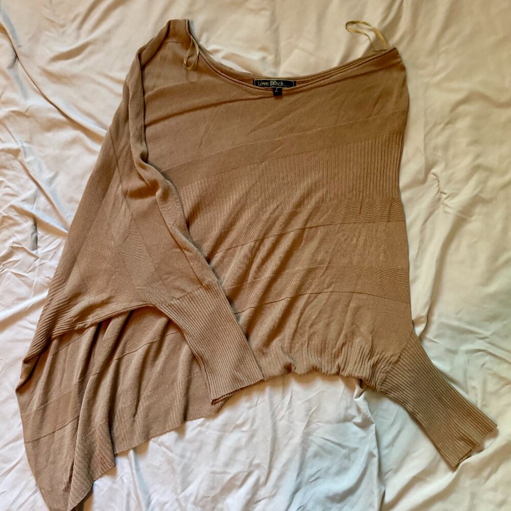 Love Stitch Asymmetrical Off-Shoulder Top, Size Large